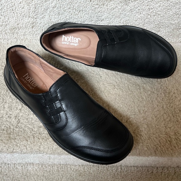 Hotter Comfort Concept Women Black Leather Slip-On ShoeSize 9 1/2. - Picture 1 of 7